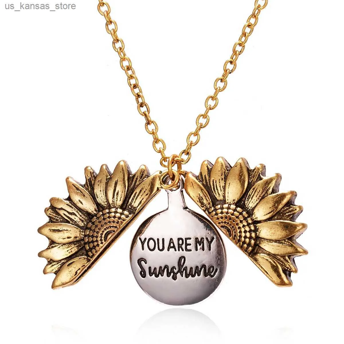 Pendant Necklaces You Are My Sunshine Open Locket Sunflower Pendant Necklace for Women Men Boho Summer Daisy Flower Necklace Party Jewelry Gifts24NUTU