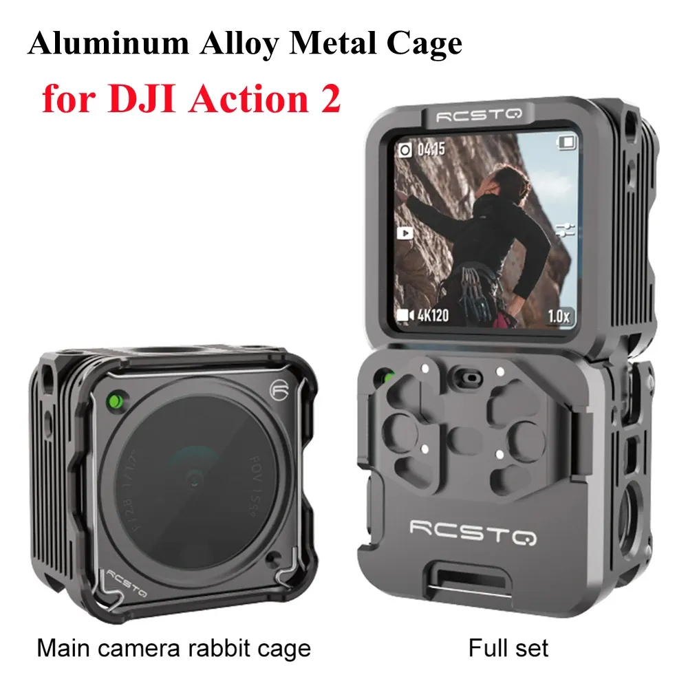 Kameralar Alüminyum Alaşım Metal Kafesi DJI Action 2 Manyetik Çerçeve Kılıfı Kafes Antishock Antifall DJI Action 2 Koruyucu Muhafaza