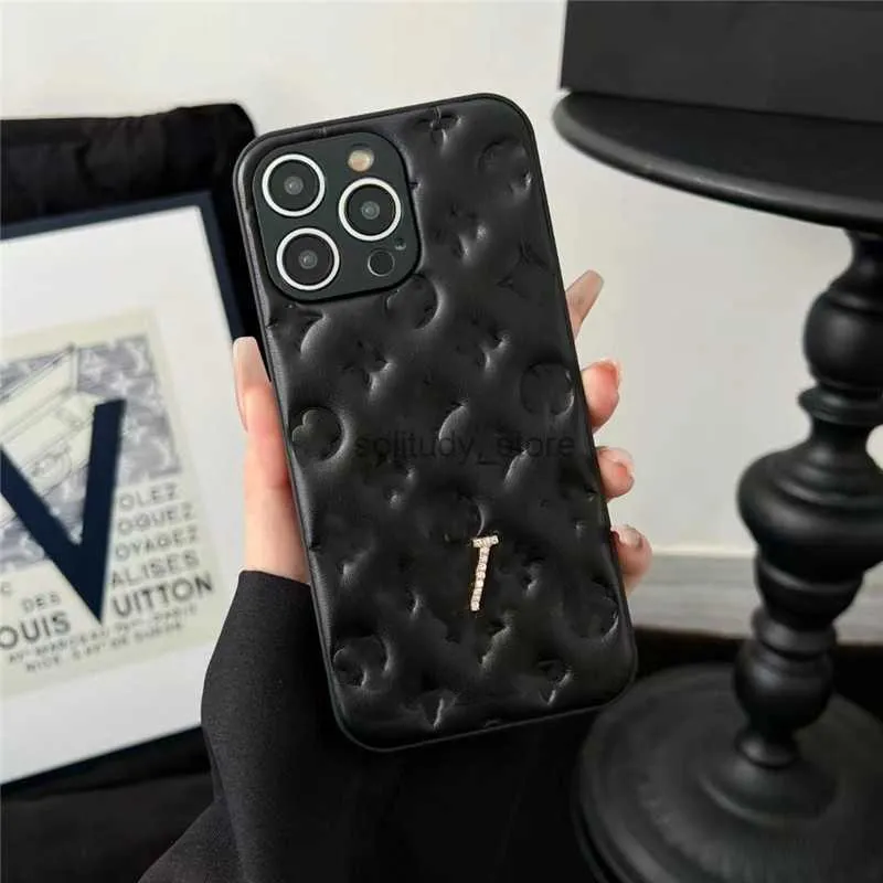 Cell Phone Cases Luxury Leather Embossed High-end Fashion Women for Iphone 15promax 15pro 15 14 14promax 14pro 13pro Max 13 12pro 12 Shockproof Case Cover LL23 Q240408