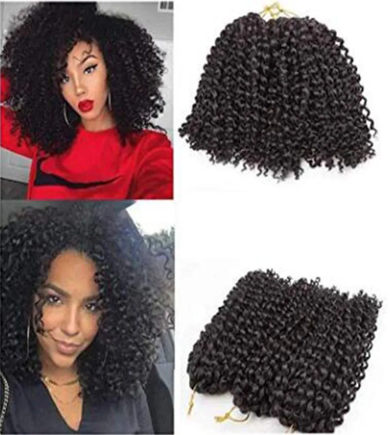8 tum kort Marlybob virkning av flätande hårförlängningar 3 buntar afro kinky curly syntetisk malibob Braiding hårflätor för kvinnor5235303
