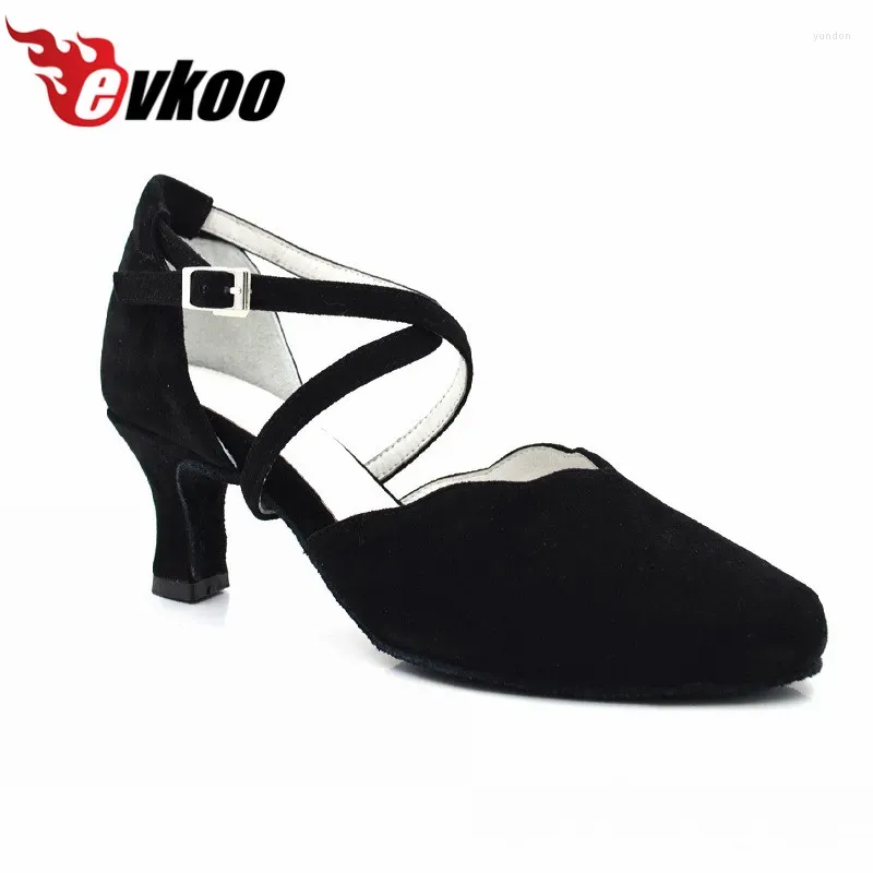 Dance Shoes Evkoodance Size US 4-12 Dancing Low Heel 5cm Professional Nubuck Latin Ballroom Satin For Women Evkoo-472