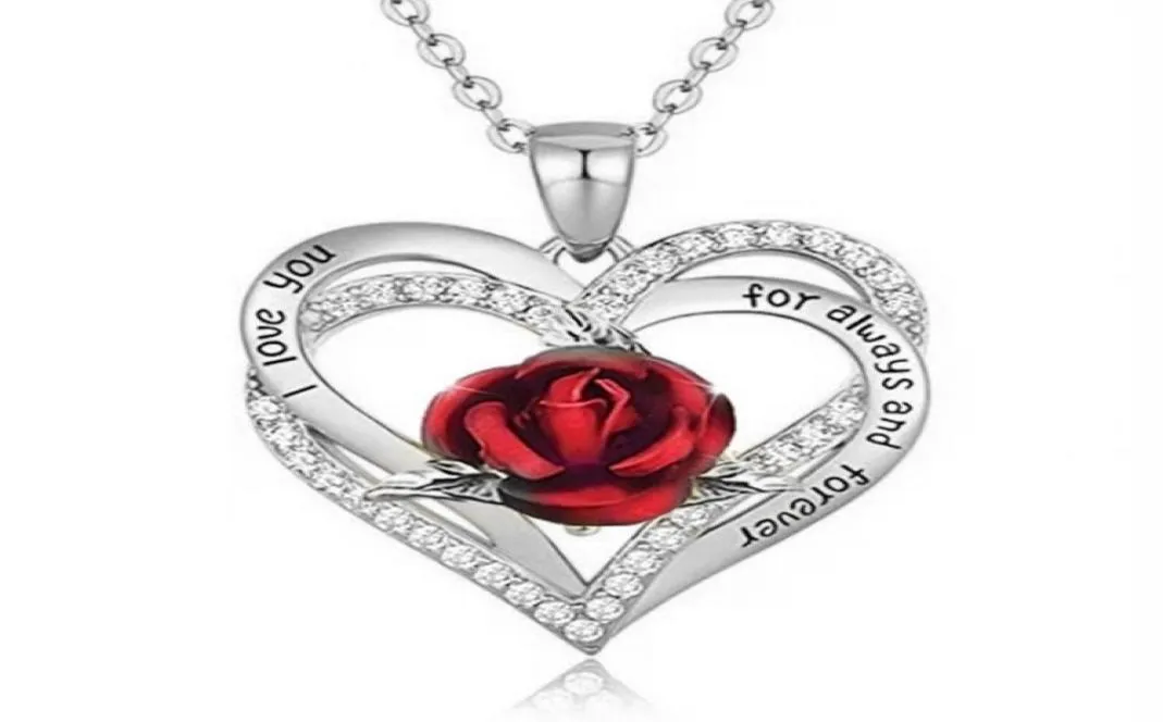 Coppia di favore della festa Love Rose Necklace Lady Elegant Jewelry Accessori banchetti per matrimoni San Valentino Giorno dell'anniversario T2I532656460197