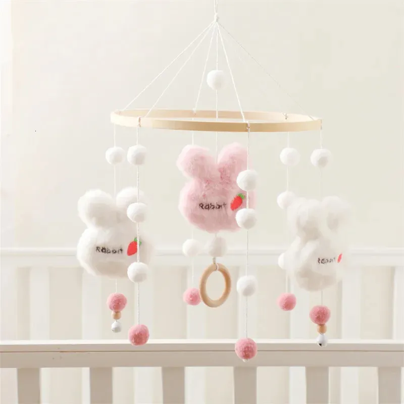 Baby Catcles Cribiles Toys Toys Cotton Yolk Rabbit Pingente Bell Roting Music for COTS Projeção Infantis de madeira 240408