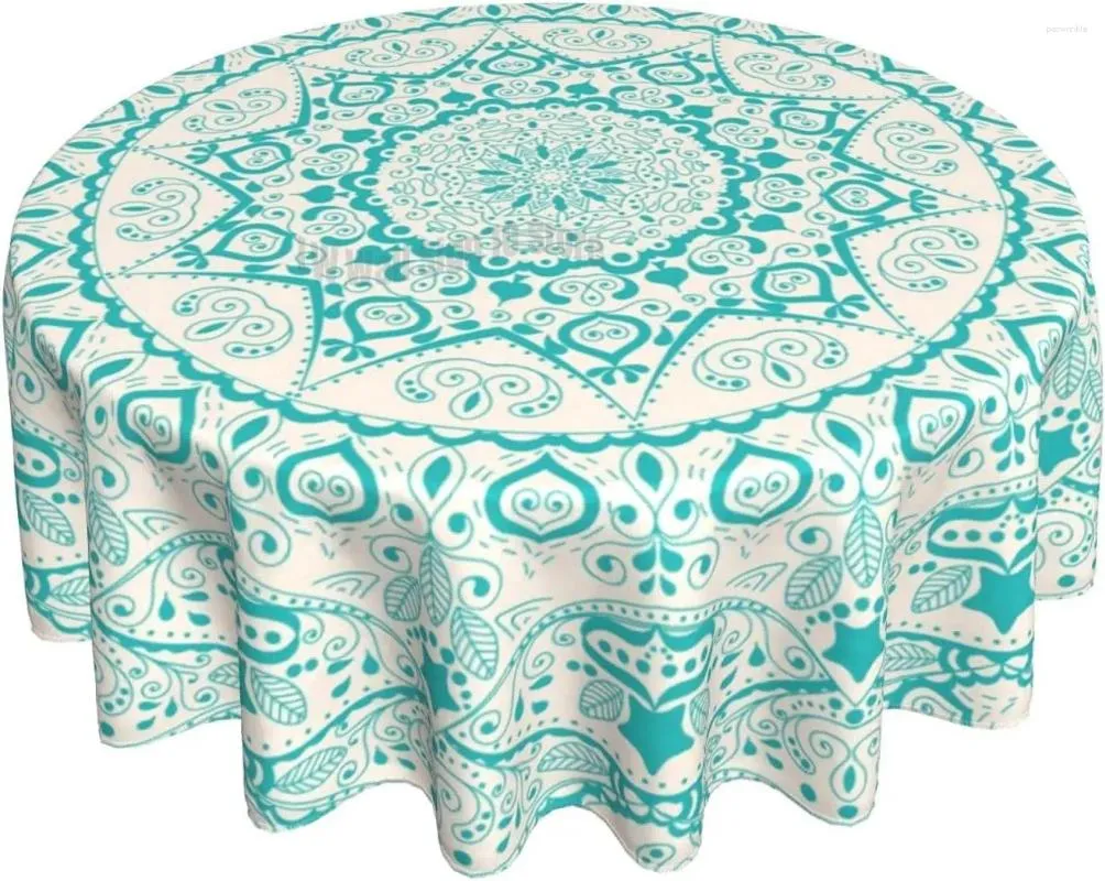 Table Cloth Mandala Round Abstract Floral Vintage Lace Decorative Elements Oriental Pattern Green Polyester Cover