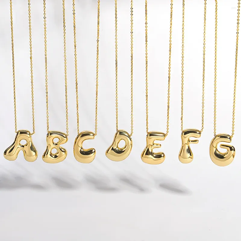 Colliers pendants Chubby A-Z Bubble Balloon Lettre Collier Créatif Anglais ALPHABET FEMMES BIJELLIE DE FOLUS