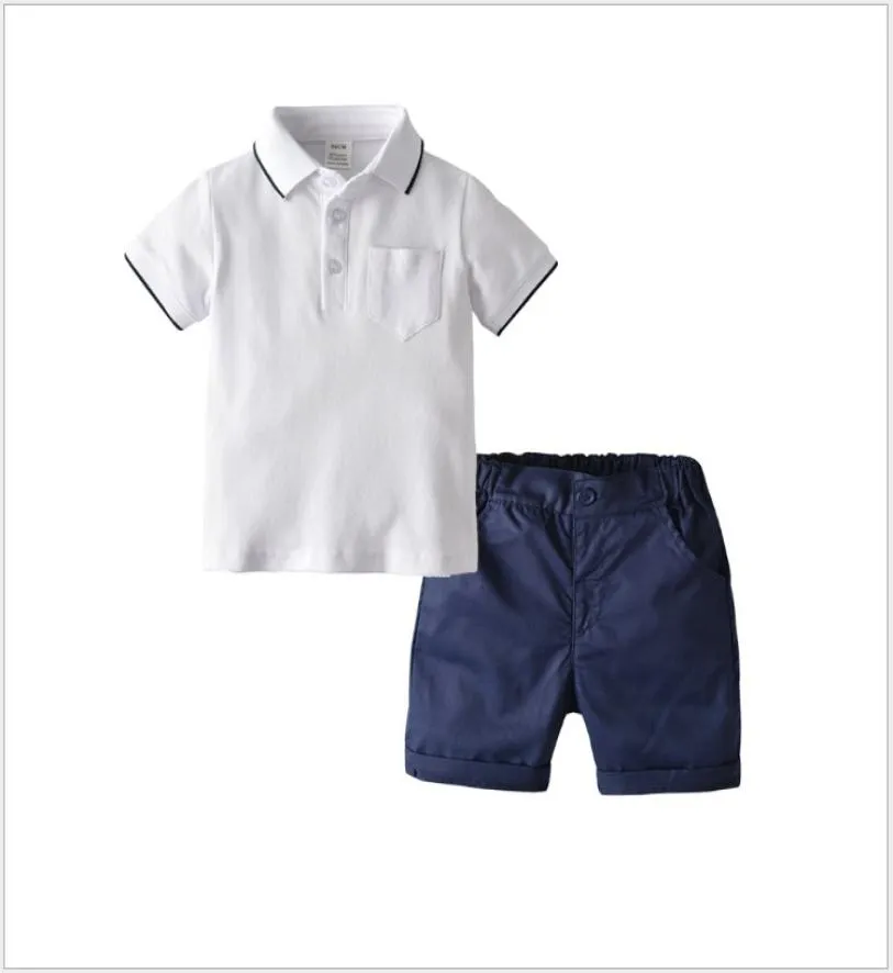 2019 Neue Sommer -Jungen -Kleidungsstücke Kinder Polo Tshirtshorts 2pcs Set Kids Casual Suits Baby Boy Outfits 80120 cm reta4727387