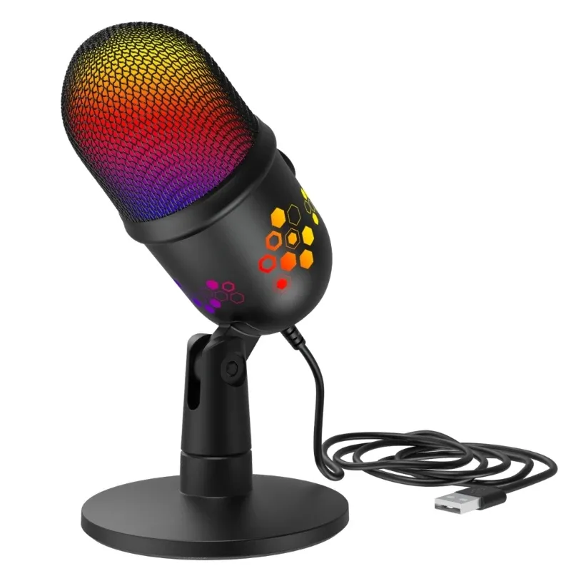 Microfoons USB condensor Microfoon Professionele opnamestreaming met RGB Light Desktop Podcast Microfoon voor computer laptop