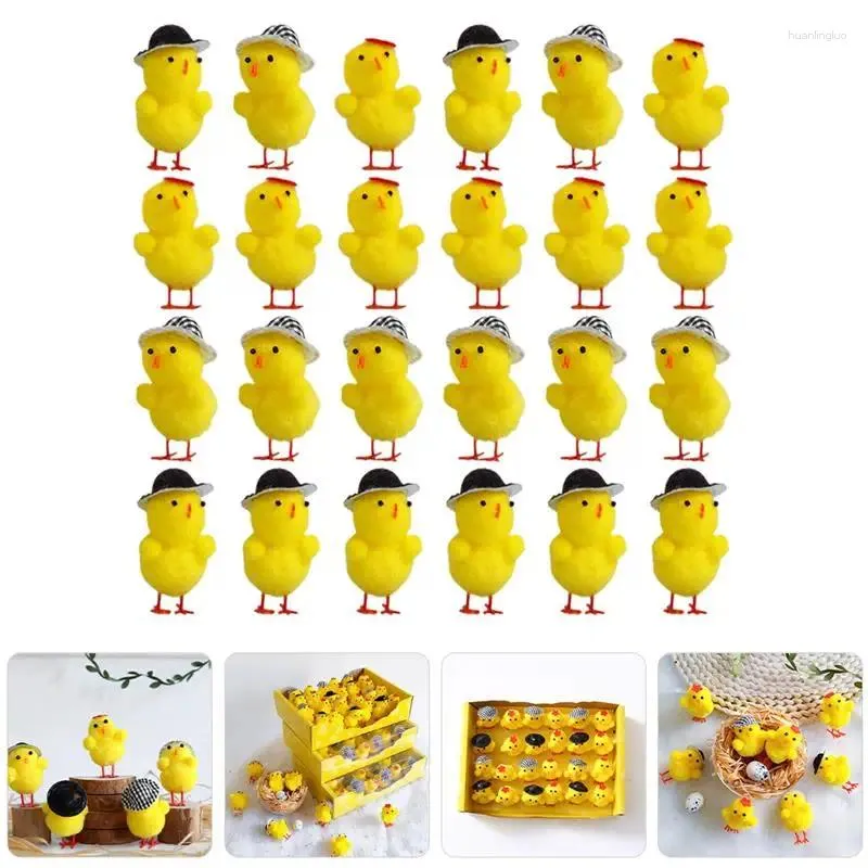 Decorazione per feste 24 pezzi di pollo peluche di Pasqua Piccolo modello adorabile decorazioni per pulcini da cartone animato per prop.