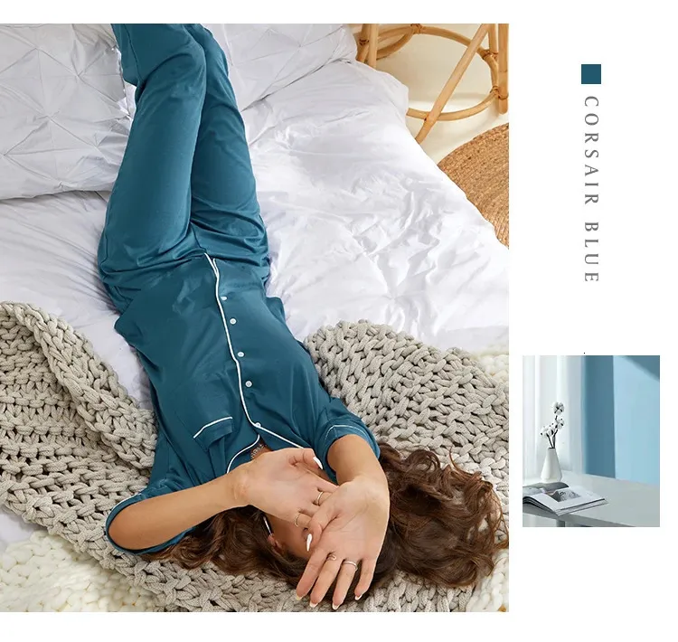 DOBREVA Women's Pajamas Set - Soft Cotton 2 Piece Pj's, Long Sleeve Top & Pants, Comfy Loungewear For Sleep & Relax