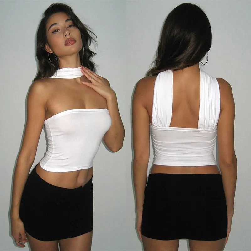 Sexy backless corset halter supérieur sans manches d'été