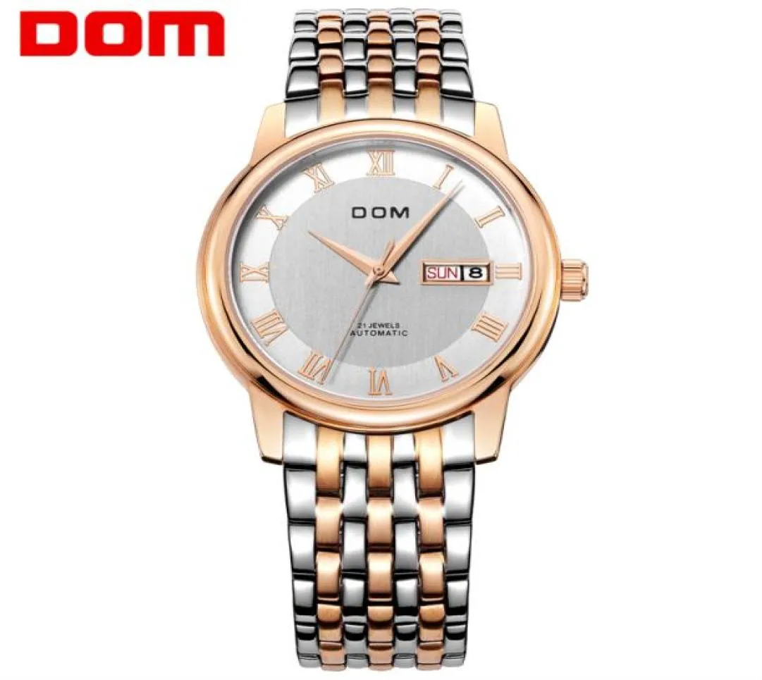 Dom Mens Watch Fashion Luxury Polshorwatch Waterdichte automatisch mechanisch horloge Gold Business Casual Auto Date Watch M54G7M2626633
