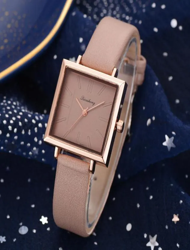 Principais relógios quadrados Rose Gold Gold Woman 2022 Ladies Simple Ladies Wrist Watches Pu Leather Womens Womens Moda Montre Femm2120196