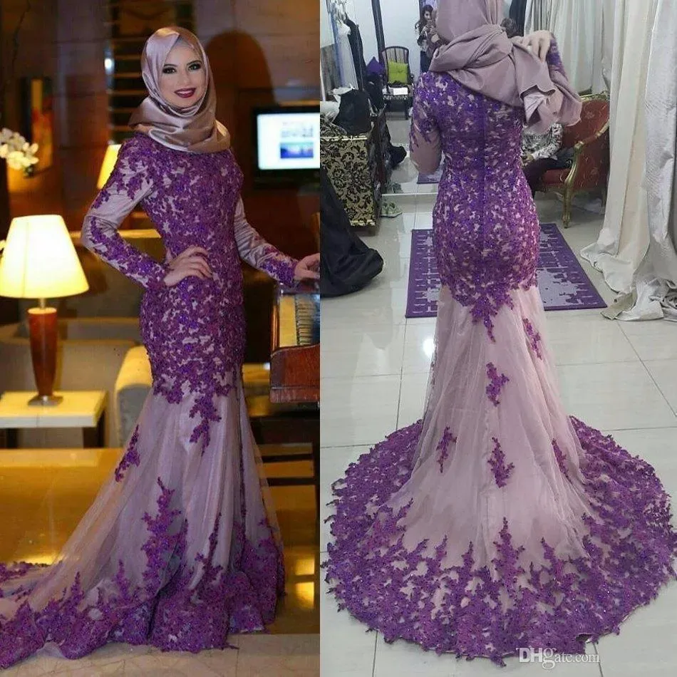 Платья Tulle High Sece Long Roomves Скромное фиолетовое ночное платье Vestidos формали Para Mujer Mid East вечерние платья