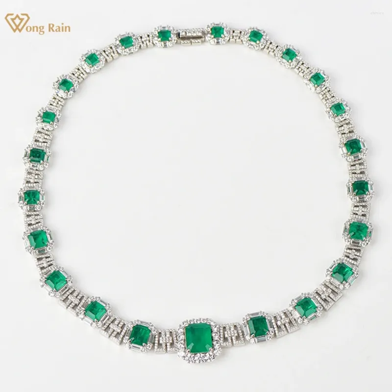 Ketten Wong Regen Luxus 925 Sterling Silber Emerald High Carbon Diamant Edelstein Halskette für Frauen Fein Schmuck Jubiläum Geschenke