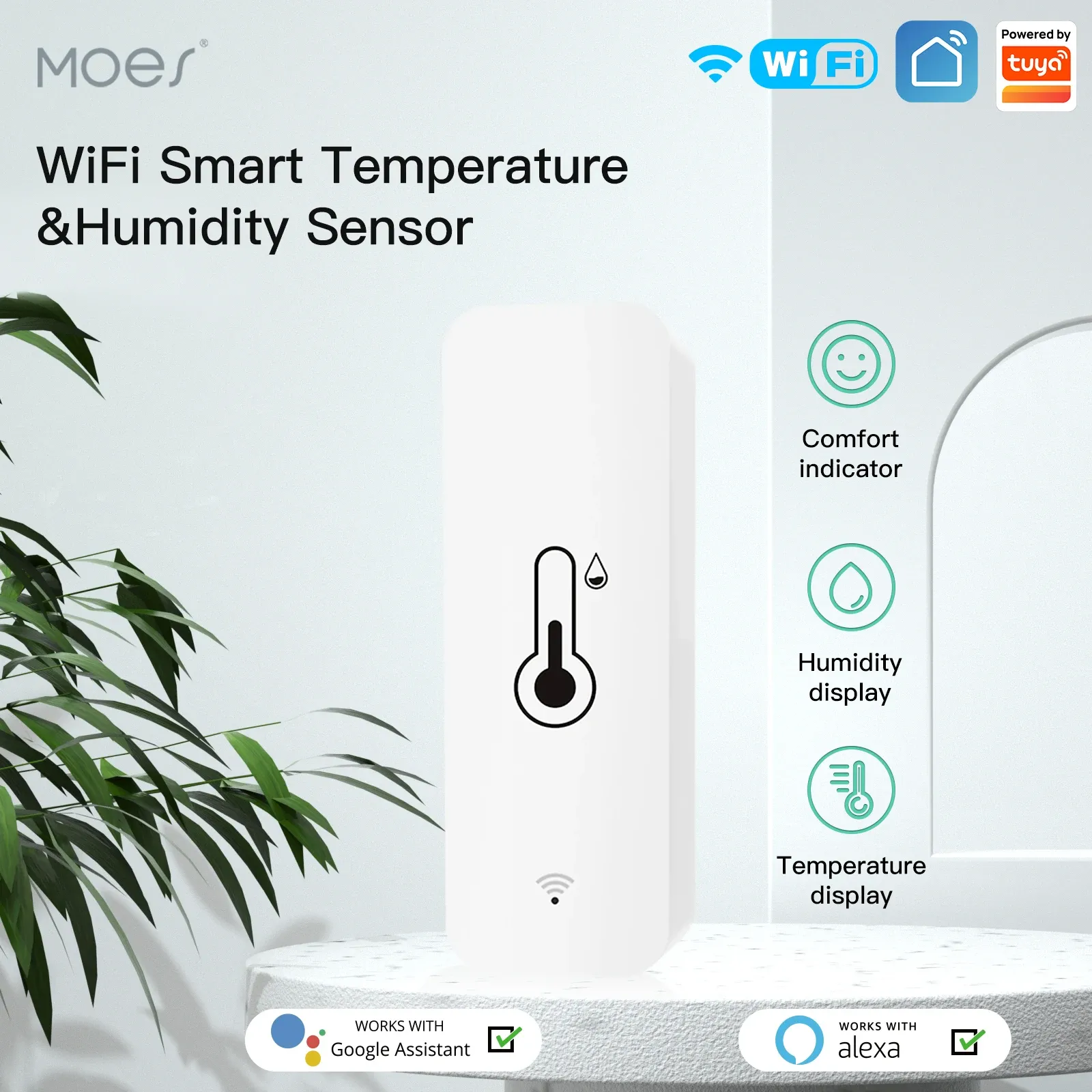 Telecamere Moes Tuya Smart WiFi Temperatura Humidità Sensore Hygrometro Detector Smart Scene Colleging con Alexa Google Home