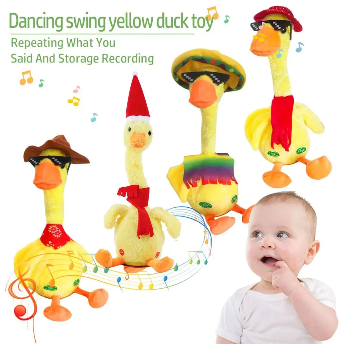Dancing Duck Toy Interactive Toy Electronic Repatientar Babies Soft Plush Babies Sing and Dance Voice Electron Ornament 240325