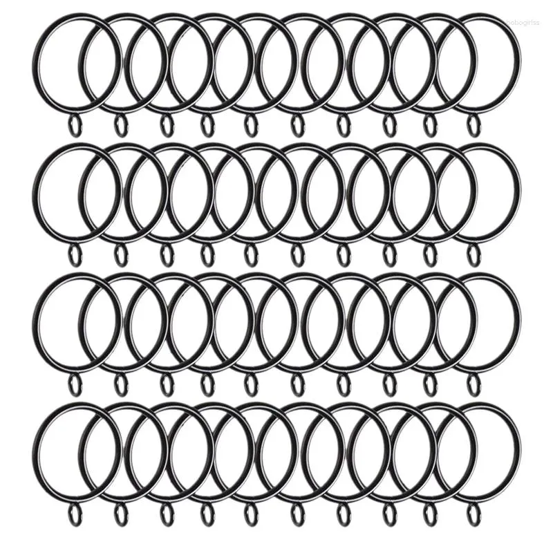 Crochets 40 bagues de rideau de pack 38 mm rideaux de diamètre interne suspendus et tiges noires