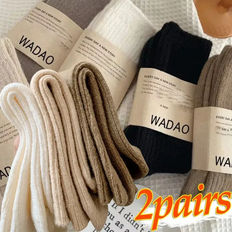 Cashmere womens inverno calzini per calore e ragazza piena di colori solidi calze per interno pavimento in casa sox caldaccio autunno 12pairs 240408