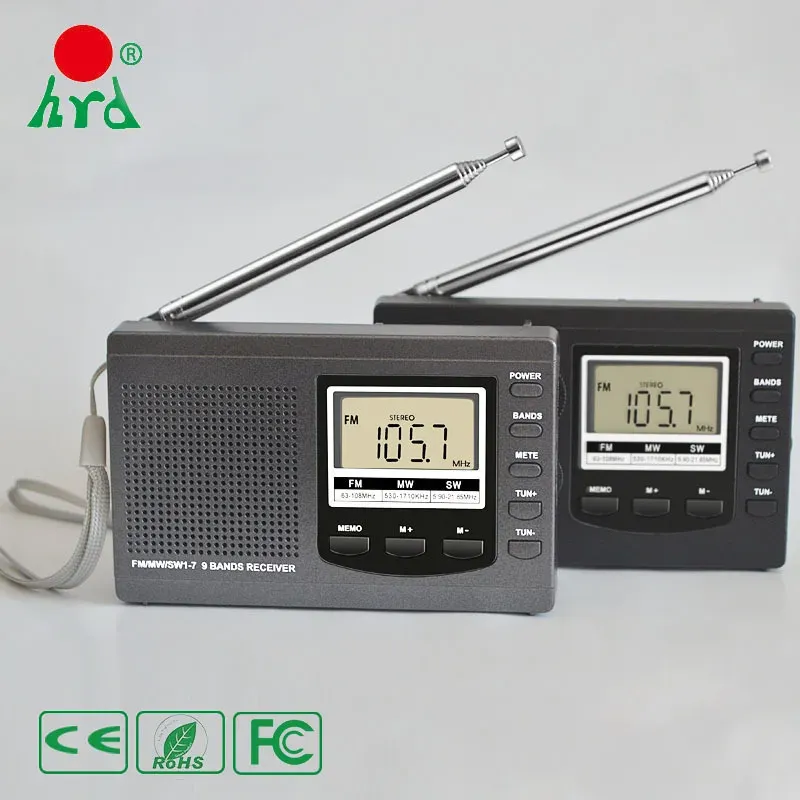 Radio radio bärbar digital kortvågmottagare och FM AM med World Band Transistor Black