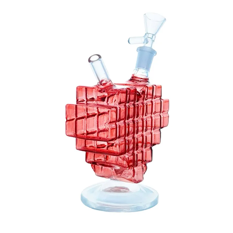 Kopfige Glasbongs Shisha/Red Heart formuld Glass Shisha Pipe, Frauenpfeife, 5,3 Zoll