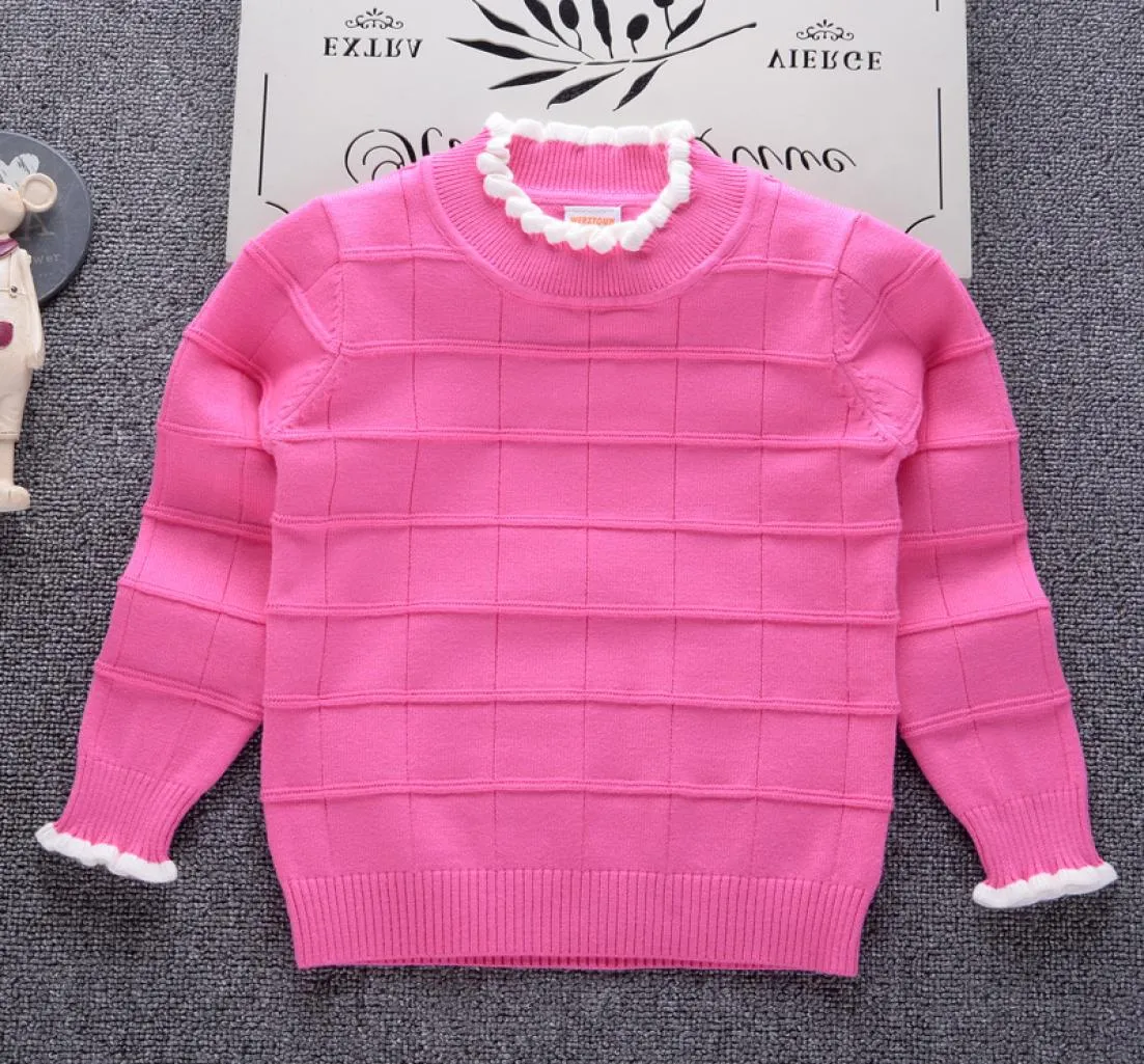 Pull Girls Couleur solide Baby Pullover Plaid Kids Vêtements 2018 AUTUN HIVER NOUVEAUX enfants Princesse Prillers École Vêtements7579907