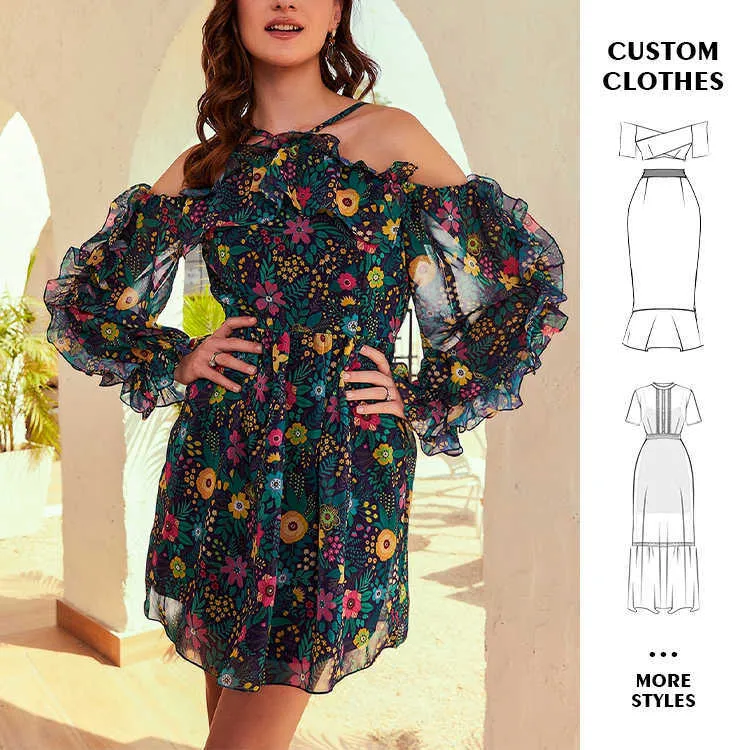 2024 Fashion Summer Custom Floral Stampa Short Dress for Women Formale BodyCon Abito da sera da sera Lady Elegant Cash