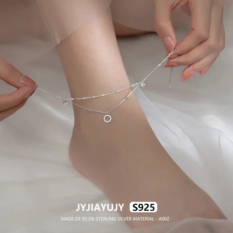 Jyjiayujy 100% cały srebrny srebrny S925 w stężeniu podwójnie warstwowy projekt dwa kolor biżuterii mody codzienne użycie A002 240408