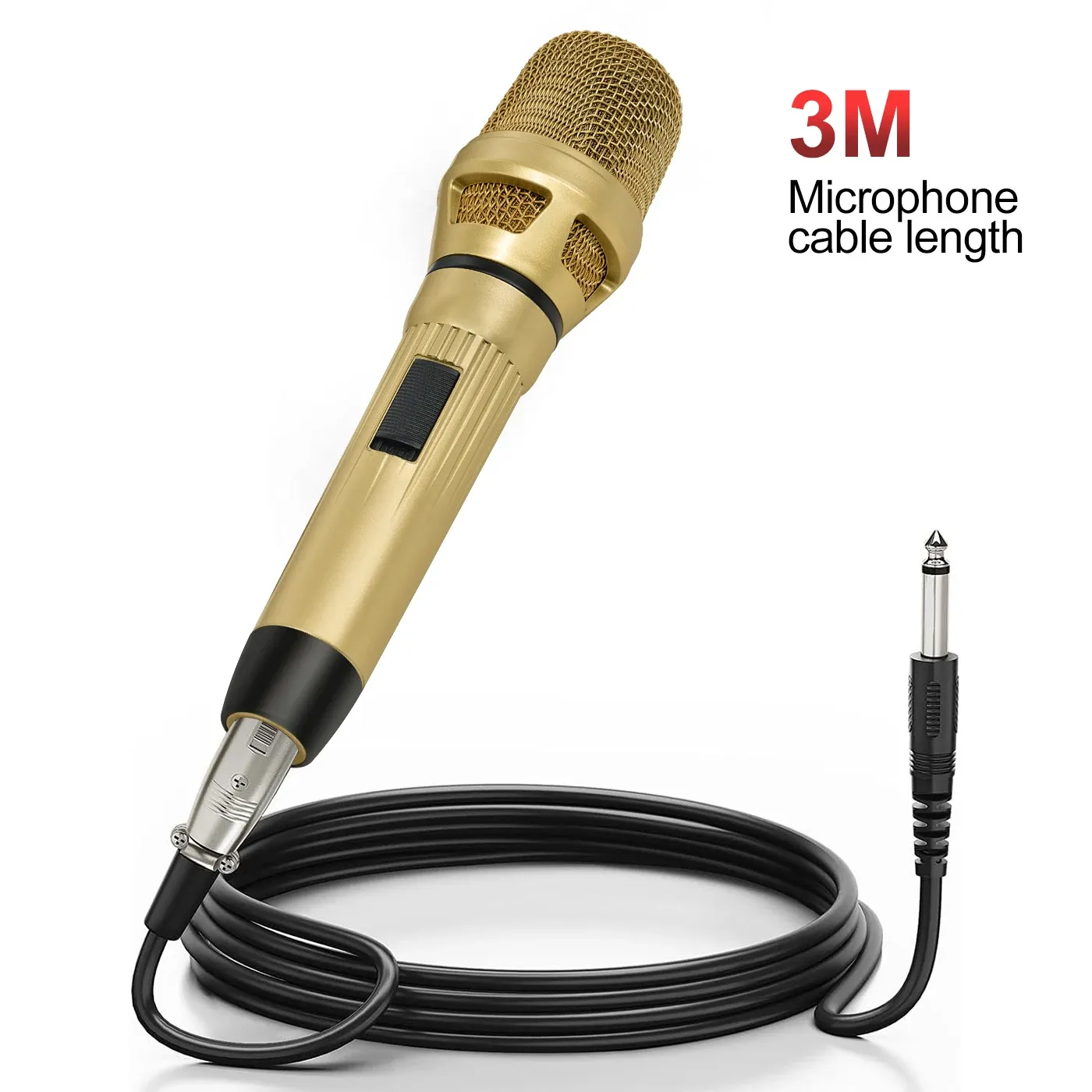 Microfoons Heikuding Dynamic Karaoke Microfoon voor het zingen met 3M/9,8ft XLR -kabel voor luidsprekers, Karaoke Singing Machine, AMP, Mixer