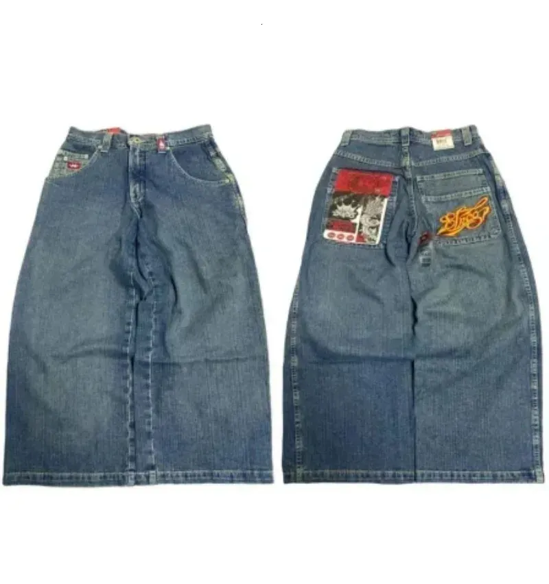 JNCO Jeans Y2K Harajuku Hip Hop Letter broderad vintage baggy denim Pants Mens Womens Goth High midja breda byxor 240401