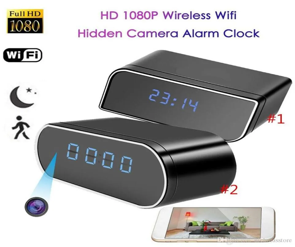 WiFi Clock IP Cameras HD 1080P Wireless WiFi Digital Clock Camera Mini DV Alarm Desk DVR Security Nanny CCTV IP Cameras Cam for H9880652