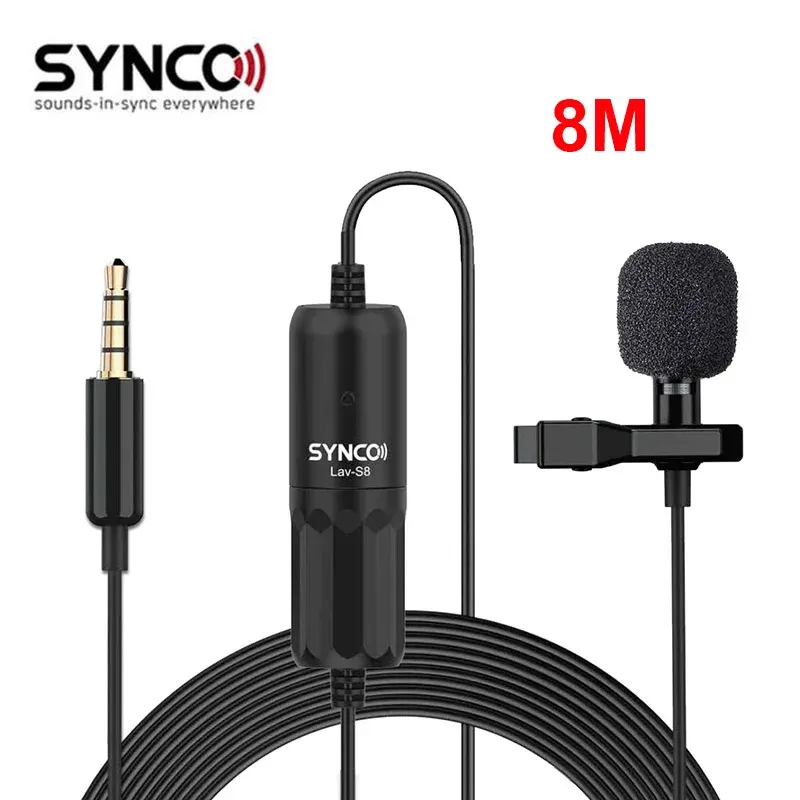 Microphones SYNCO LavS8 Lavalier Microphone Professional Mini Lapel Microphone Home Studio Mic With Noise Processing for Cell Phone PC