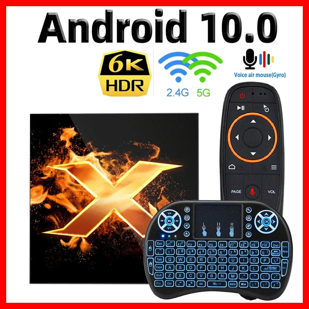 Box Vontar X1 Smart Android TV Box Android 10 TVBOX MAX 4GB RAM 64G ALLWINNER H616 2.4 5G DUAL WIFI 4K 60FPS 2GB 16 Go