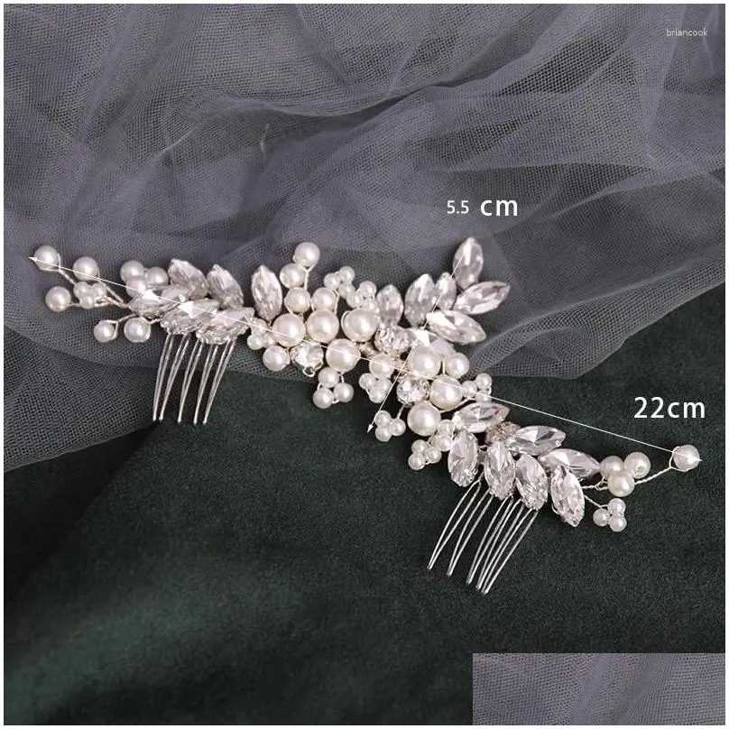Hair Clips Pearl Flower Comb Headdress Wedding Accessories Bridal Tiara Crystal Ornaments Handmade Jewelry