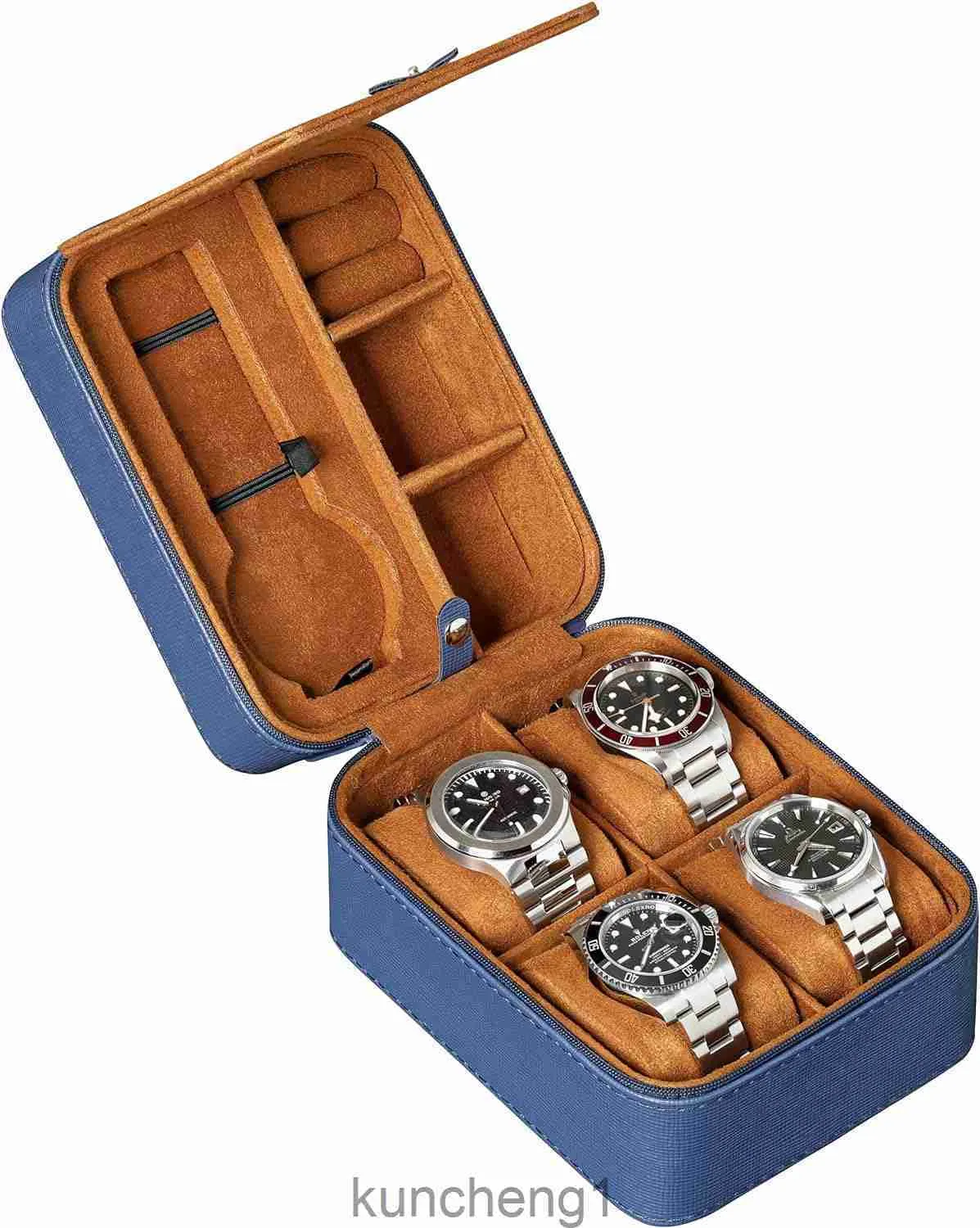 ROTHWELL 5 Watch Travel Case Storage Organizer for 5 Watches | Tough Portable Protection w/Zipper Fits All Wristwatches Smart Watches Up to 50mm (Green/Tan)