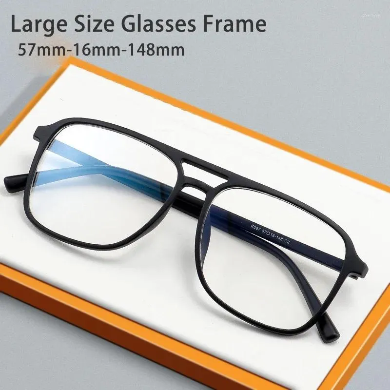 Óculos de sol Bolsas de tamanhos grandes de tamanhos grandes Homem piloto vintage Eyewear Ultra Light TR90 Frame transparente Black Prescrição óptica óculos Miopia