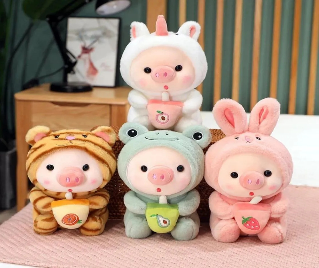 25 cm schattige vervormde pluche pop Unicorn Frog Tiger Rabbit Pig Girl Sleeping Doll Birthday Cadeau2005605