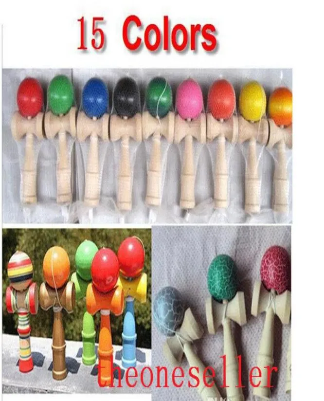 15 färger tillgängliga 19 cm Kendama Toy Japanese Traditional Wood Ball Game Toy Education Gifts 200pcslot Christmas Gif8511752