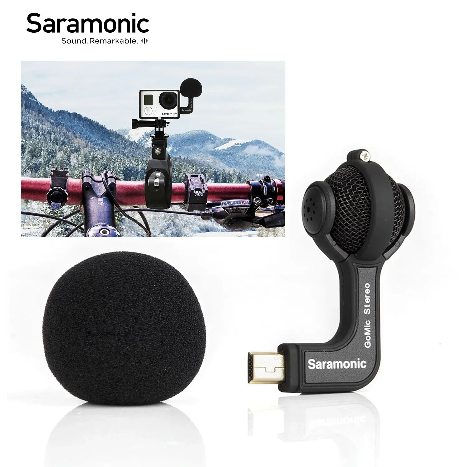 Microfones Saramônico GMIC Profissional Estéreo Mini GoPro Microfone para Gopro Hero4 Hero3+ Hero3 Câmeras Plug Play Microfone