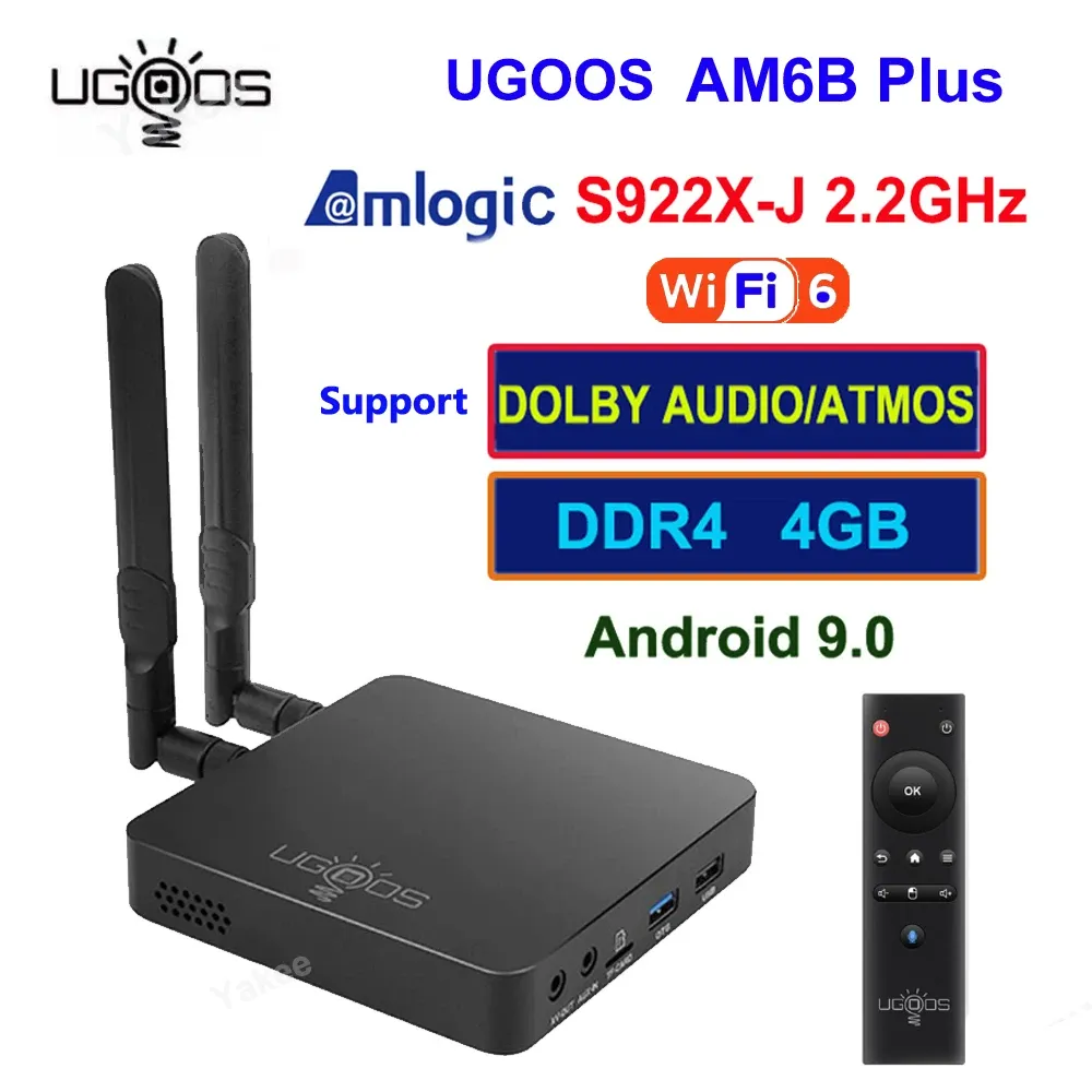 Box Ugoos AM6B Plus Smart TV Box Andorid 9.0 Amlogic S922XJ 4GB 32GB 2,4G 5G Dual WiFi BT 5.0 4K HD Media Player Voice Remote
