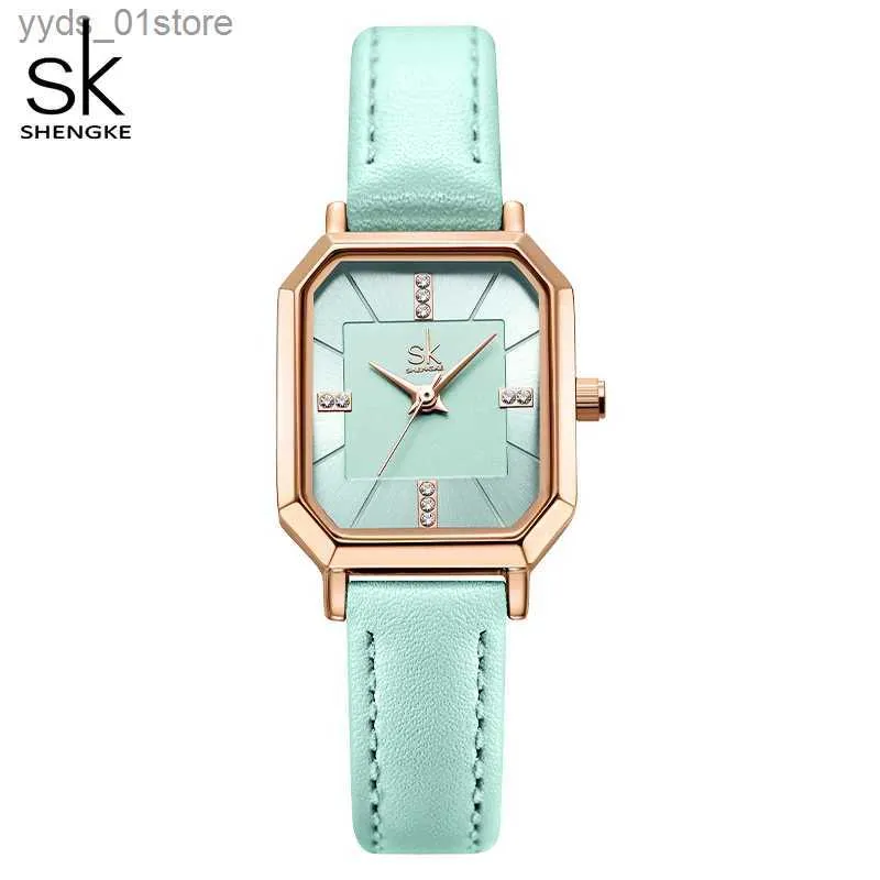 Relógios femininos Shengke NOVO Design Mulheres es de couro Str strans quartzo pulseiras originais Luxury Diamond Ladies Relógio Relógio L46