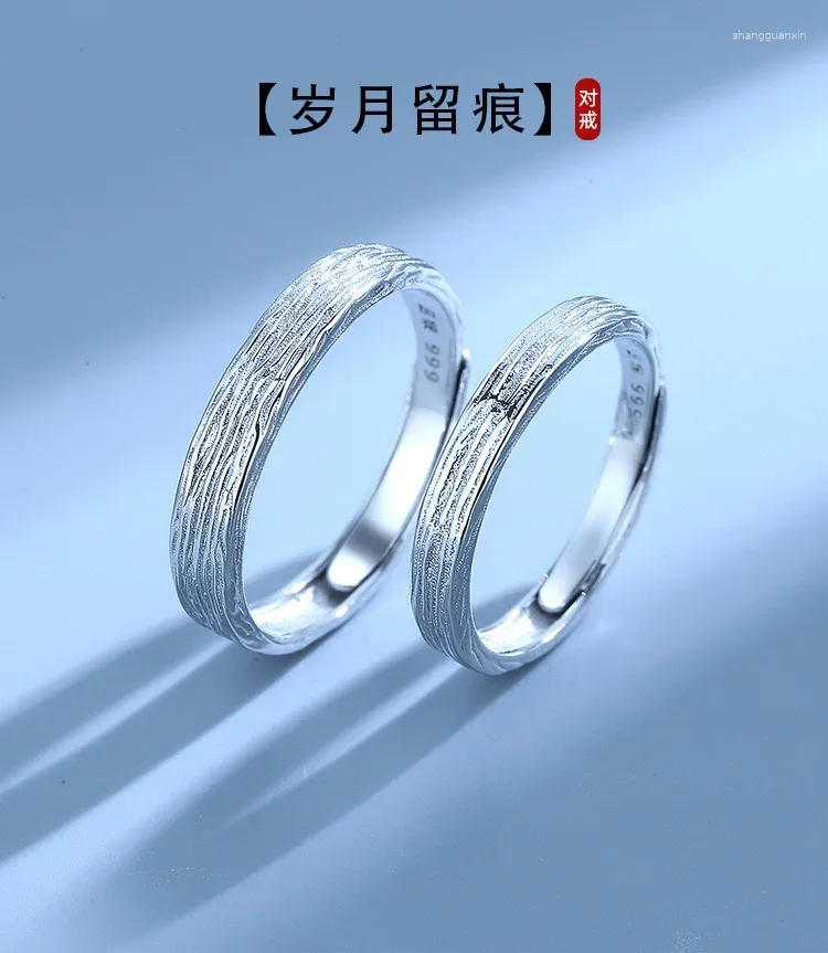 Cluster Rings Zuyin 999 Pares tidsmärke Par med enkel och unik vanlig ringdesign Justerbar öppning