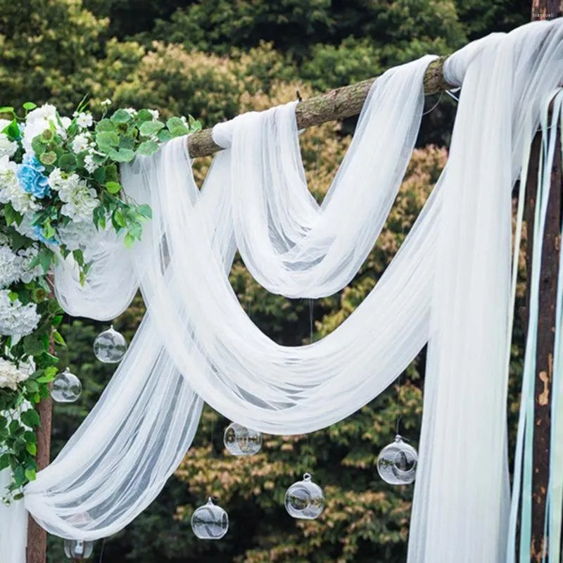 Party Decoratie 6mx1.6m Wedding Tule Roll Crystal Organza Sheer Fabric for Birthday Backdrop stoel Sashes Decor Yarn