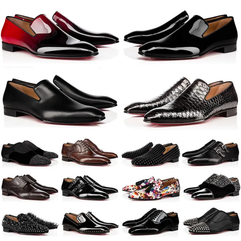 مع مربع Mens Designer Dress Shoes مدبب إصبع القدم السود من جلد الغزال براءات الاختراع البروفيتات الجلود اللامع المتسكعون الرجال الأزياء أحذية رياضية فاخرة الحذاء حفل زفاف 38-47