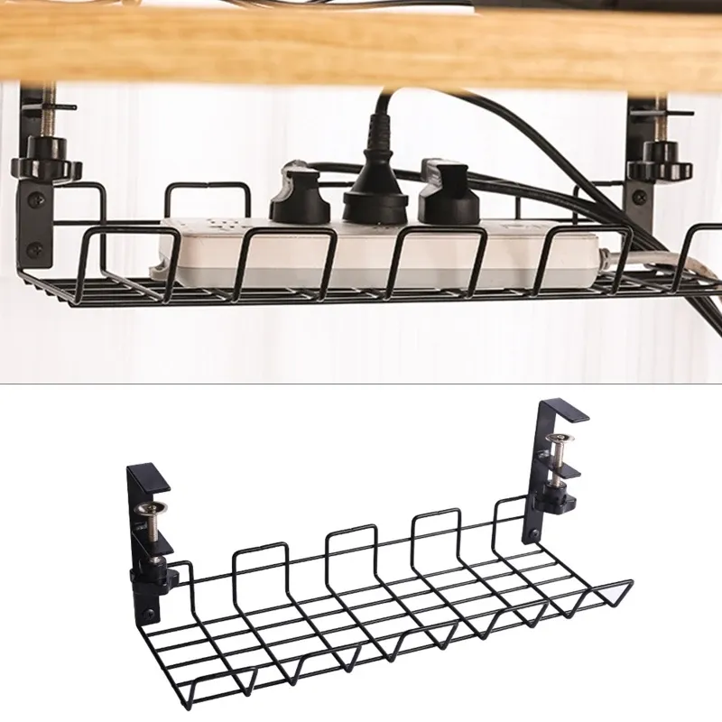 Rack under Table Storage Rack Cable Management Tray Desk Socket Holder Wire Organizer Home Essentials Löstagbara mobila järnhyllor