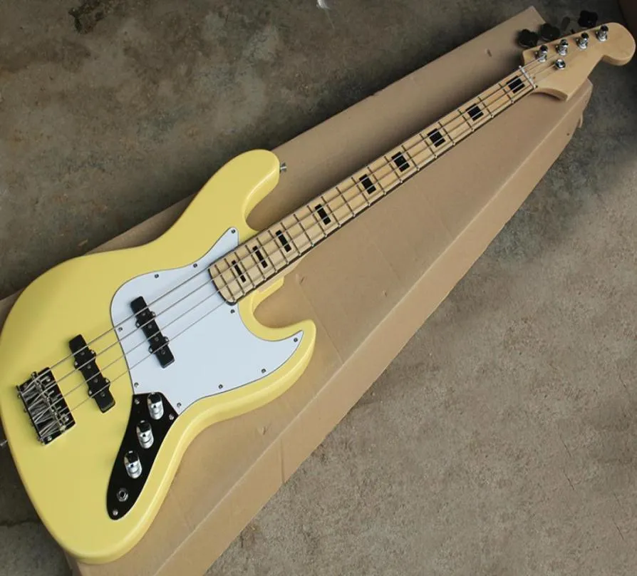 Basse de jazz électrique en jaune spécial avec pickguardmaple FinderboardCan être personnalisé comme demande8742381