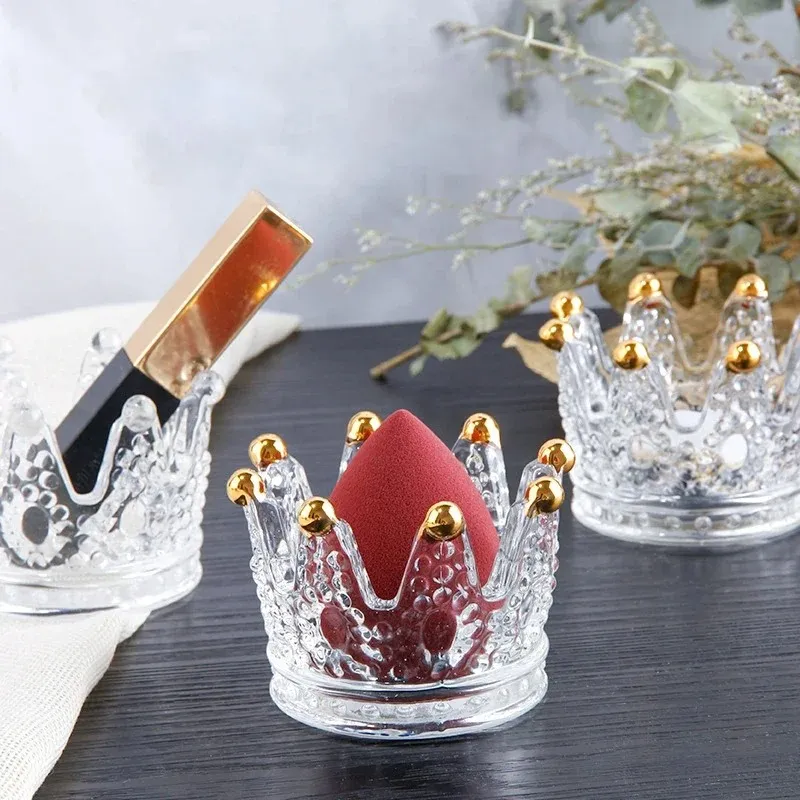 Light Luxury Crown Glass Candle Holder Creative Home Necklace Jewelry Storage Box Small Ornaments Ashtray