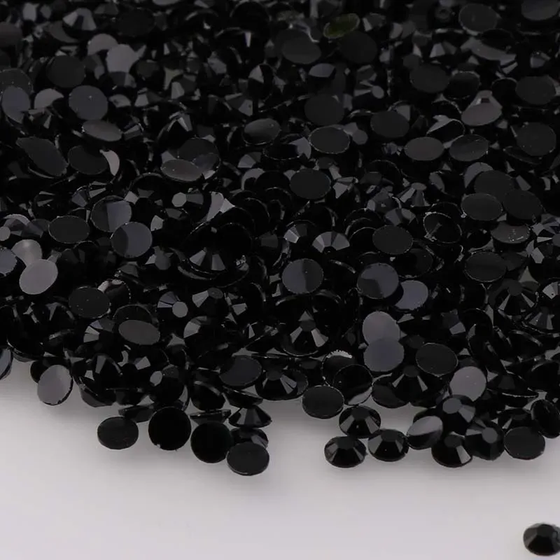 Kits noirs 10000pcs 2 mm / 3 mm / 4 mm / 5 mm résine ronde à plat en résine à plat pour nail art / bijoux décoration de bijoux