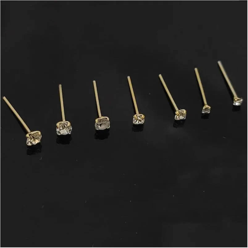 Pins, Brooches Jewelry 925 Sterling Sier Nose Stud Clear Crystal Pin Piercing 36Pcs/Pack Drop Delivery Dhjxq