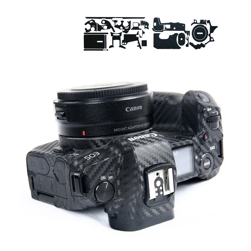 Väskor Antiscratch Camera Body Carbon Fiber Film för Canon EOS R R3 R5 R5C R6 RP R7 R8 R10 M50 Markii M6II Skyddande hudklistermärke