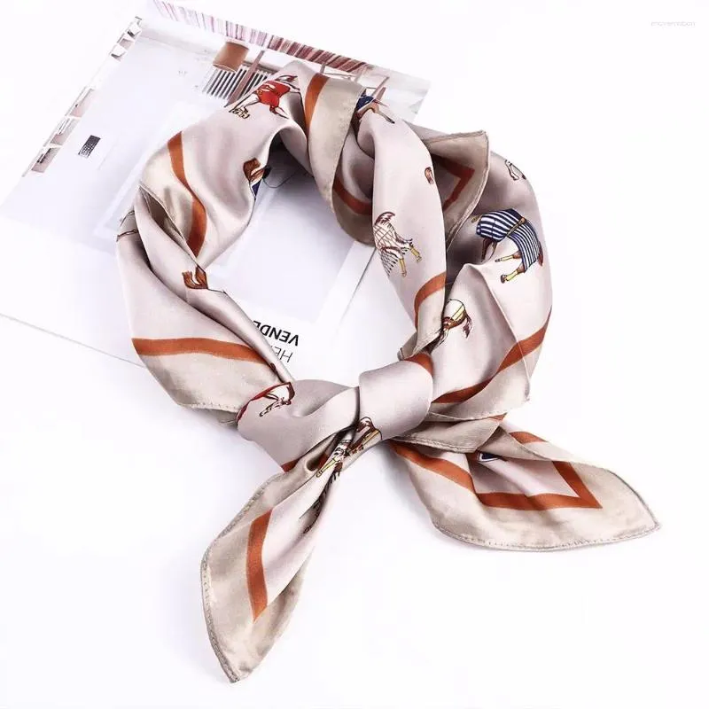 Scarpes Head Band Elegant Horse Stampa avvolse a scialle solare a scialle di capelli quadrati Scarf Women Tiet di seta